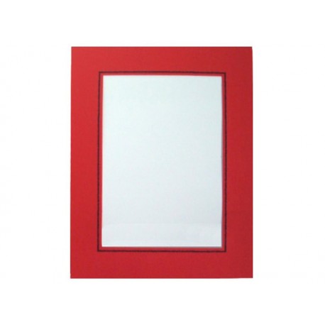 Cartonaje rojo con ventana orla azul y base ref.C25 mínimo 25 unidades