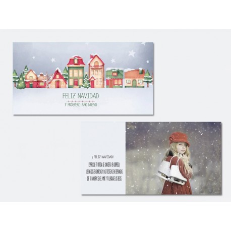 Christmas 20x10 cartulina perlada impreso a dos caras colección Nieve modelo 03